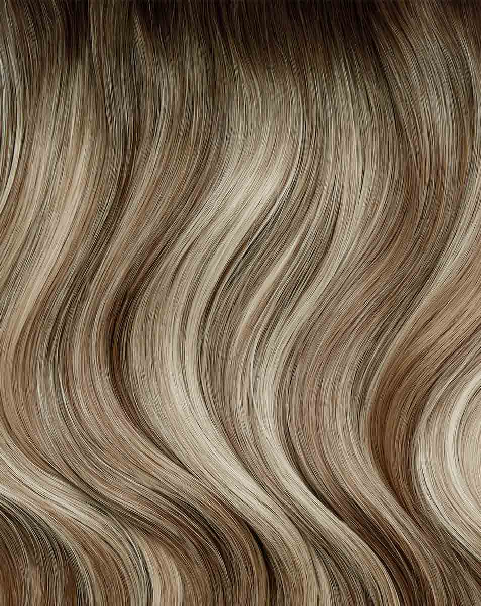 22" Beach Wave Double Hair Set Clip-In Extensions - Mocha Melt