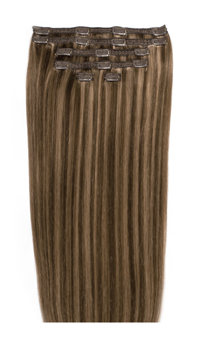 18" Double Hair Set Clip-In Extensions - Ashed Brown