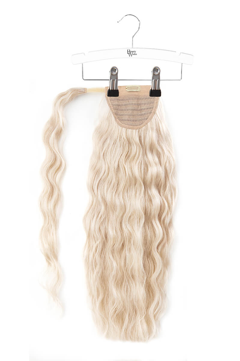 20" Clip-in Beach Wave Invisi® Ponytail - Pure Platinum