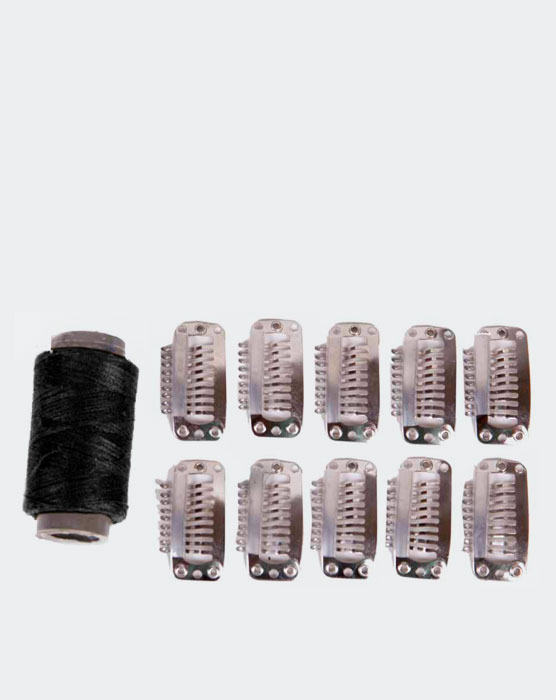 Black Weft Hair Extension Clips - 10 Pieces
