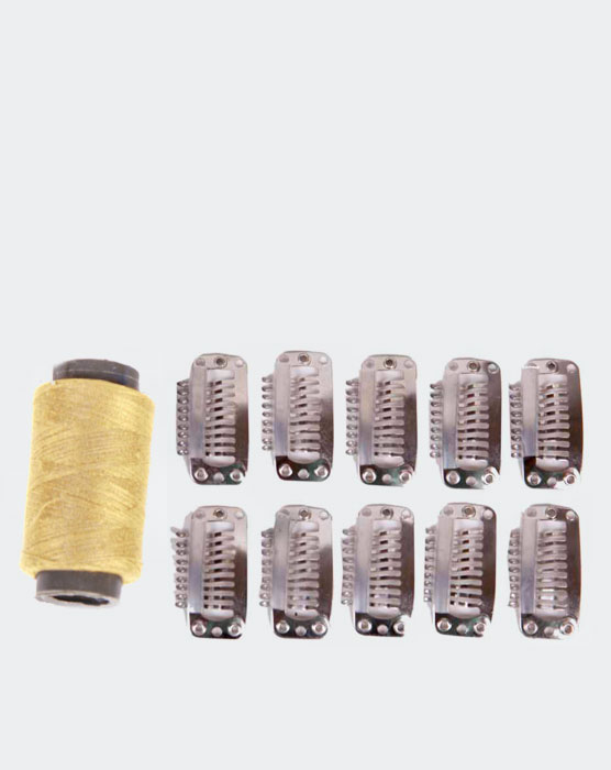 Blonde Weft Hair Extension Clips - 10 Pieces