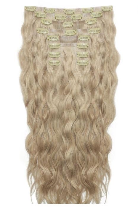 18" Beach Wave Double Hair Set Clip-In Extensions - Bohemian Blonde