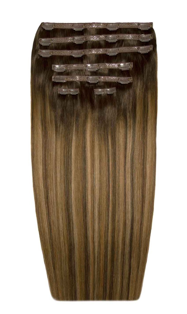 26" Double Hair Set Clip-In Extensions - Brond'mbre