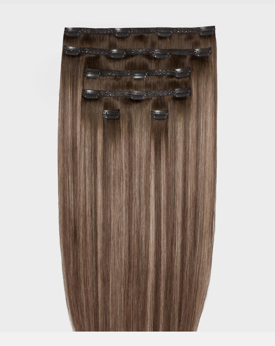 18" Double Hair Set Clip-In Extensions - Cookies and Cream 