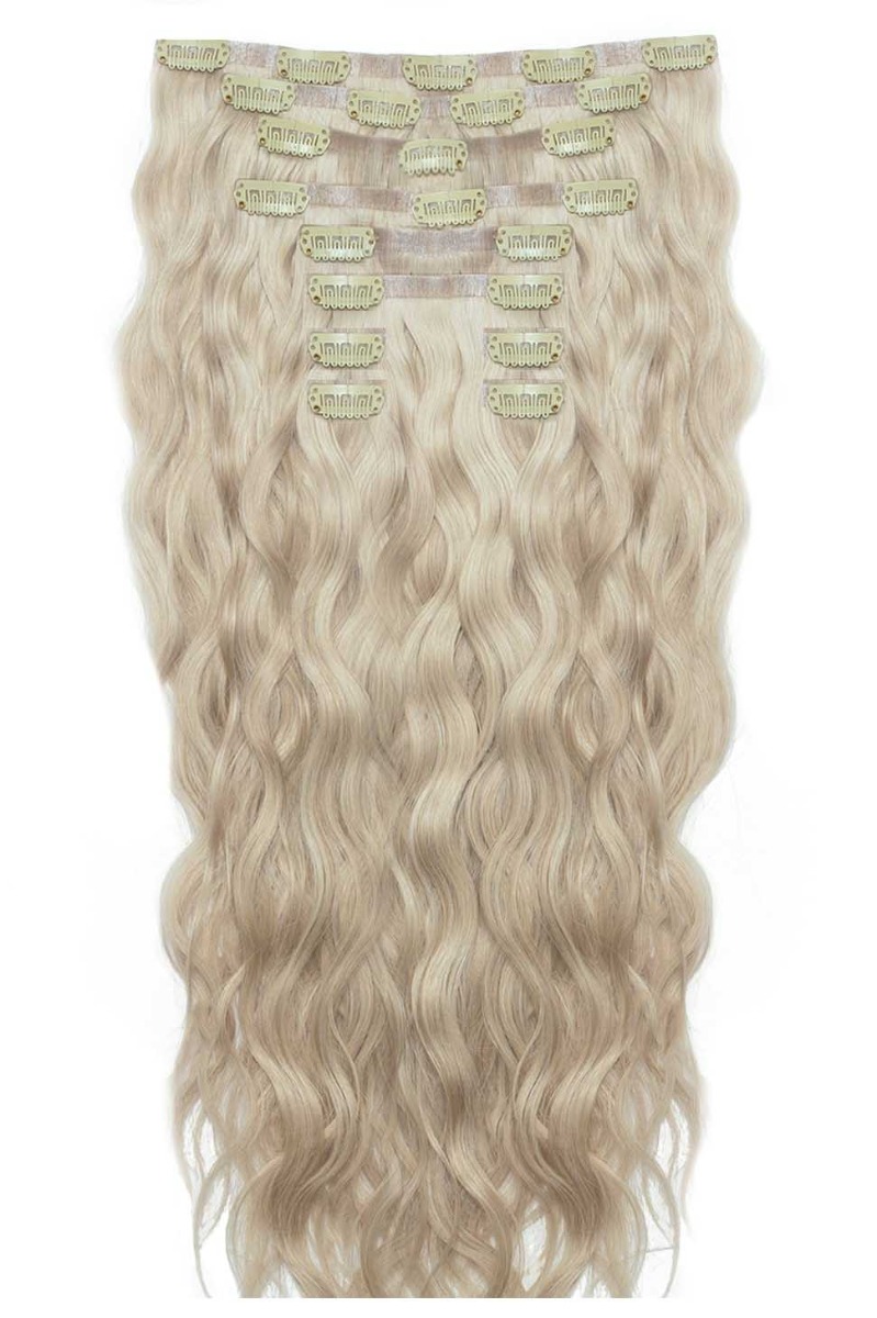 22" Beach Wave Double Hair Set Clip-In Extensions - Champagne Blonde
