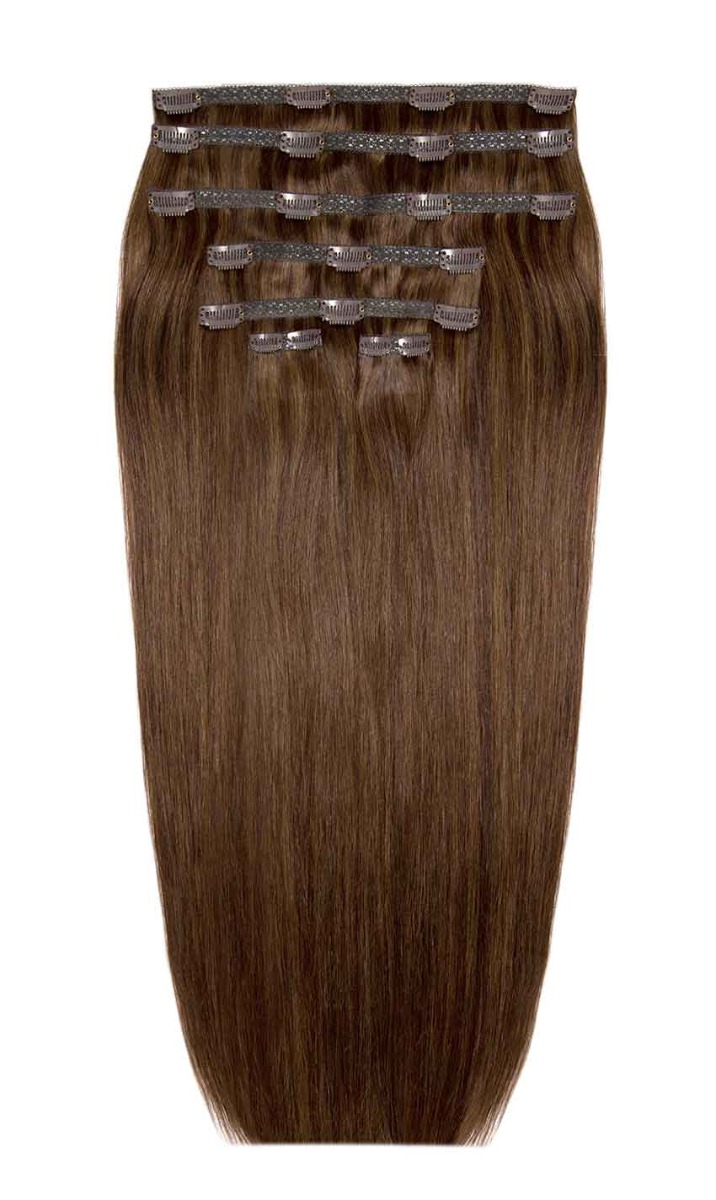 26" Double Hair Set Clip-In Extensions - Chocolate