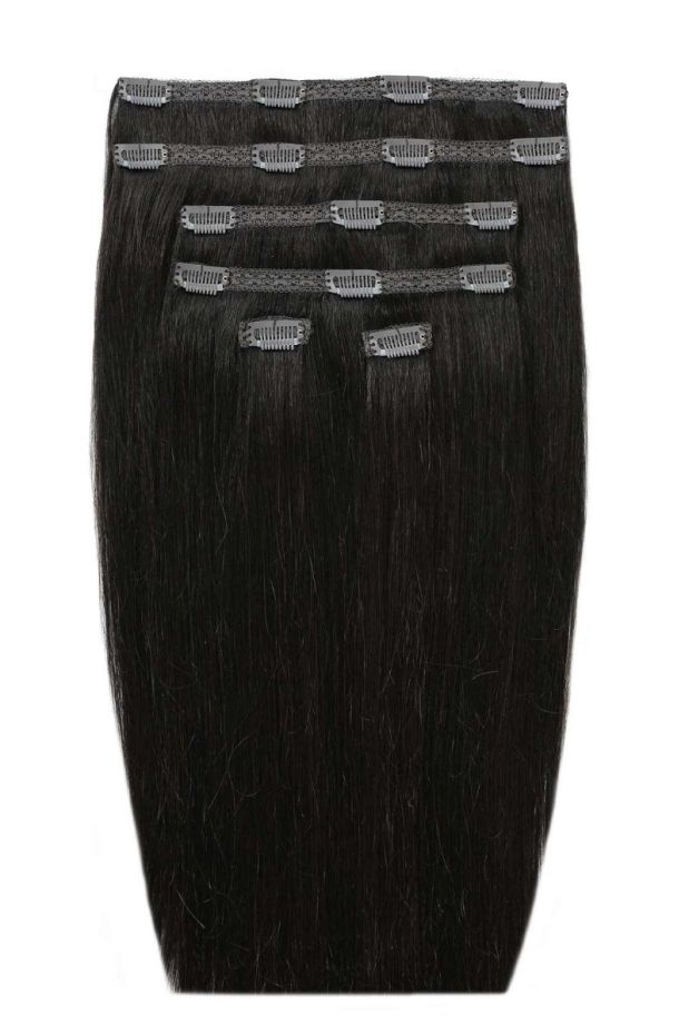 20" Double Hair Set Clip-In Extensions - Natural Black