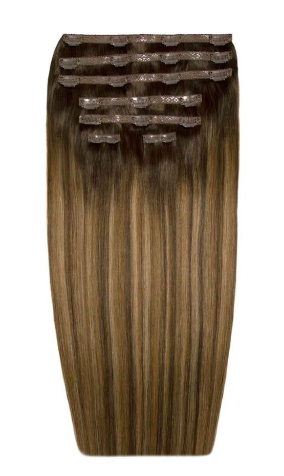 26" Double Hair Set Clip-In Extensions - Brond'mbre