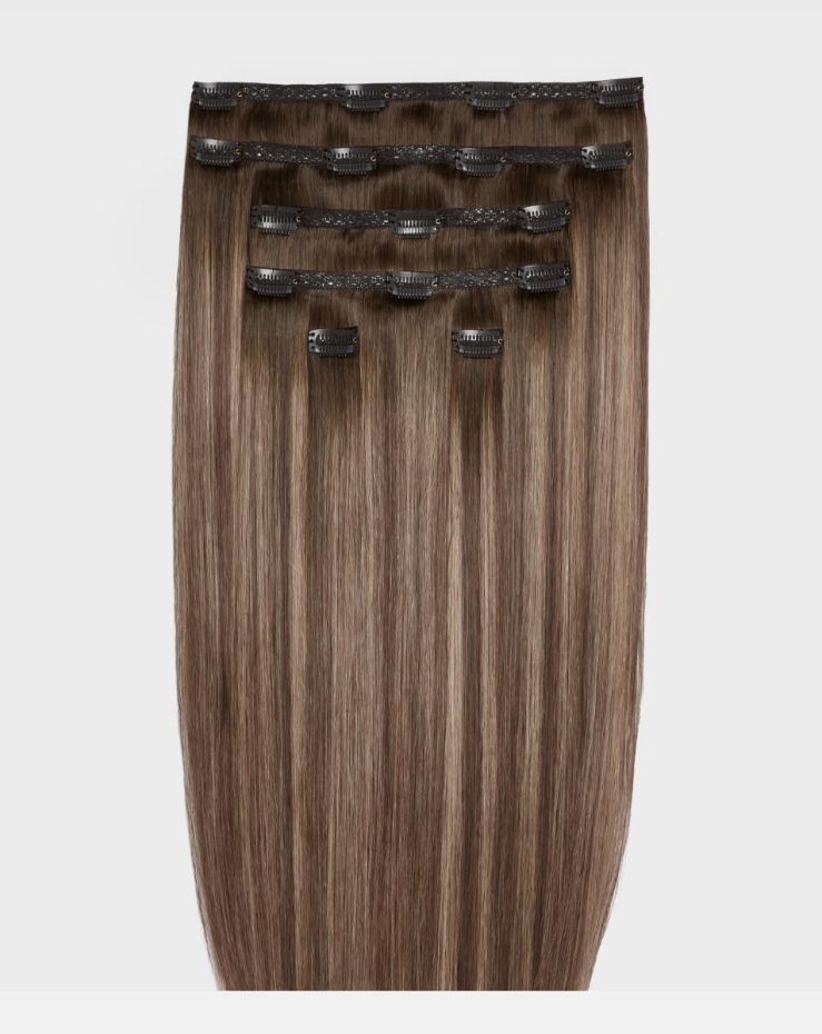 20" Double Hair Set Clip-In Extensions - Cookies and Cream 