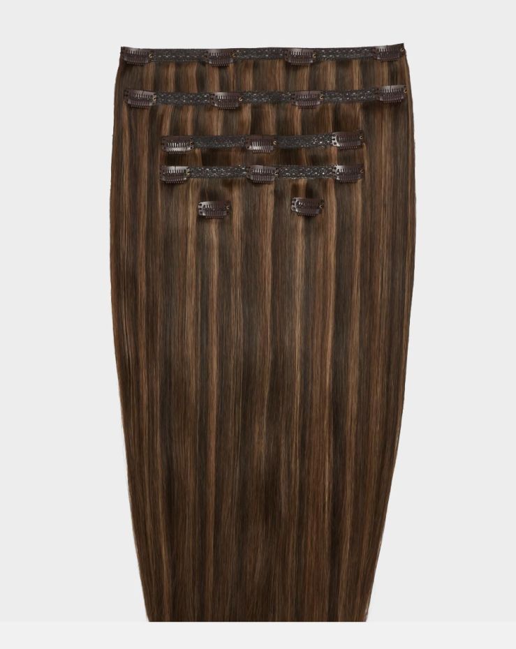 20" Double Hair Set Clip-In Extensions - Toffee Crunch 