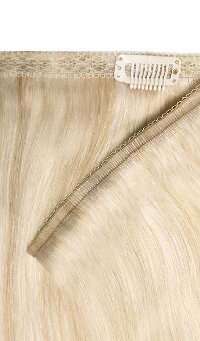 18" Double Hair Set Weft Clip-In Extensions - Champagne Blonde