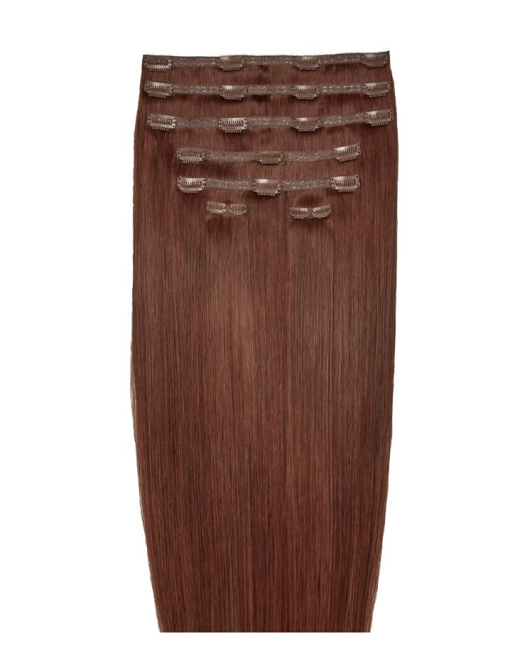 26" Double Hair Set Clip-In Extensions - Crimson