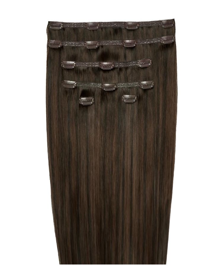 22" Double Hair Set Clip-In Extensions - Roast Chestnut