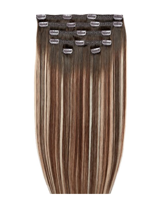 18" Double Hair Set Clip-In Extensions - Walnut
