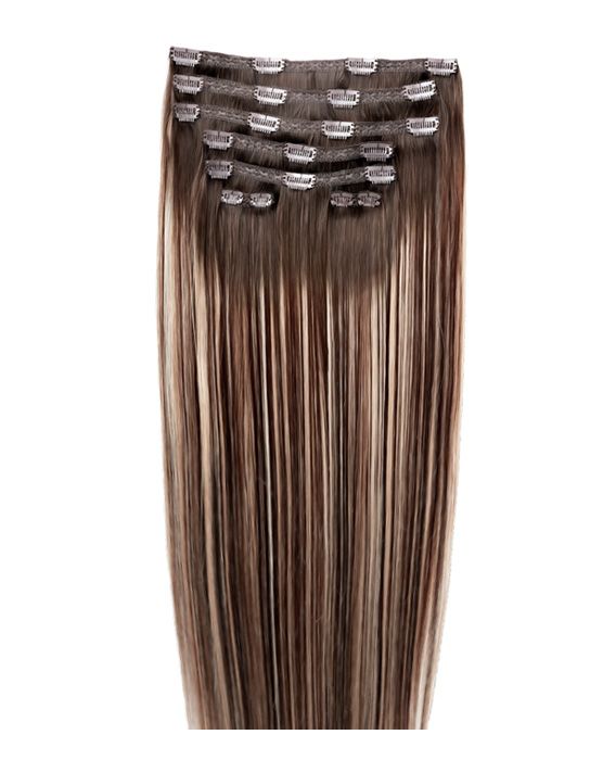 26" Double Hair Set Clip-In Extensions - Walnut