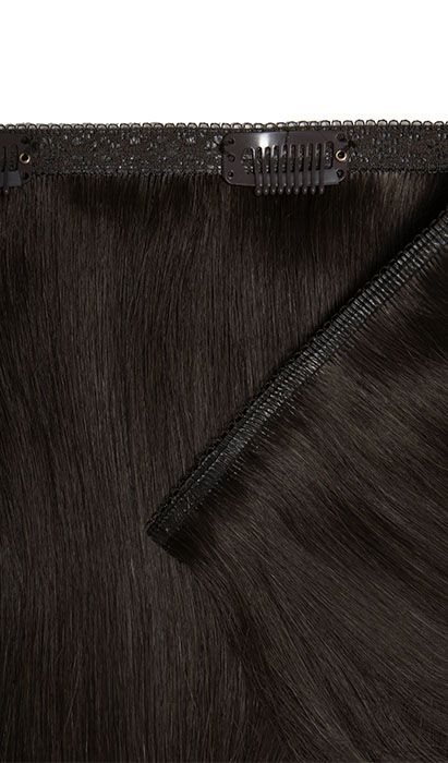 18" Double Hair Set Weft Clip-In Extensions - Ebony