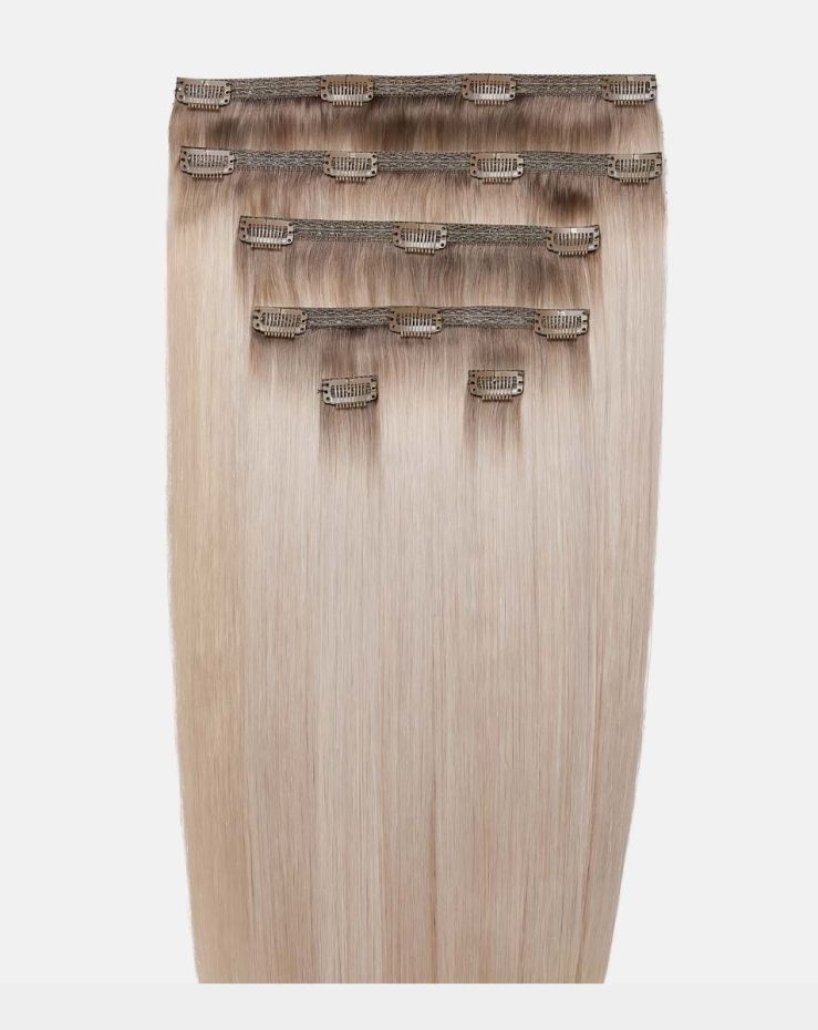 22" Double Hair Set Clip-In Extensions - Glacier Blonde