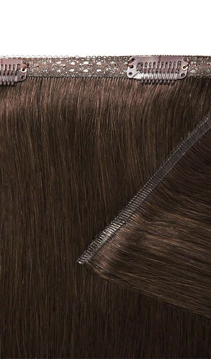 18" Double Hair Set Weft Clip-In Extensions - Hot Toffee