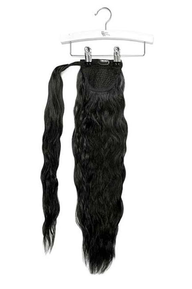 20" Clip-in Beach Wave Invisi® Ponytail - Jet Set Black