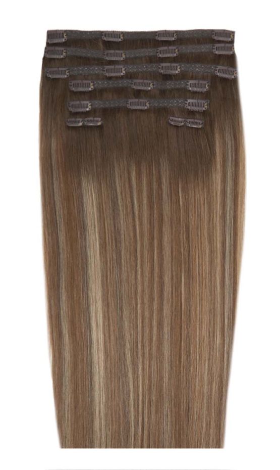 26" Double Hair Set Clip-In Extensions - Mocha Melt