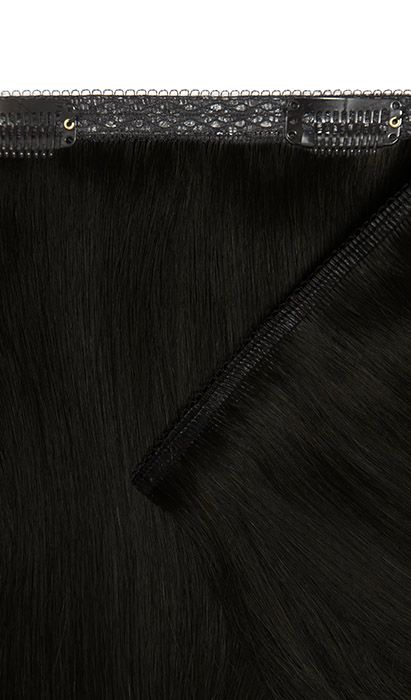 18" Double Hair Set Weft Clip-In Extensions - Natural Black