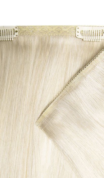 18" Double Hair Set Weft Clip-In Extensions - Pure Platinum