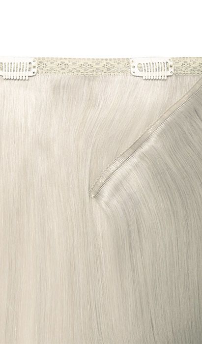 18" Double Hair Set Weft Clip-In Extensions - Silver