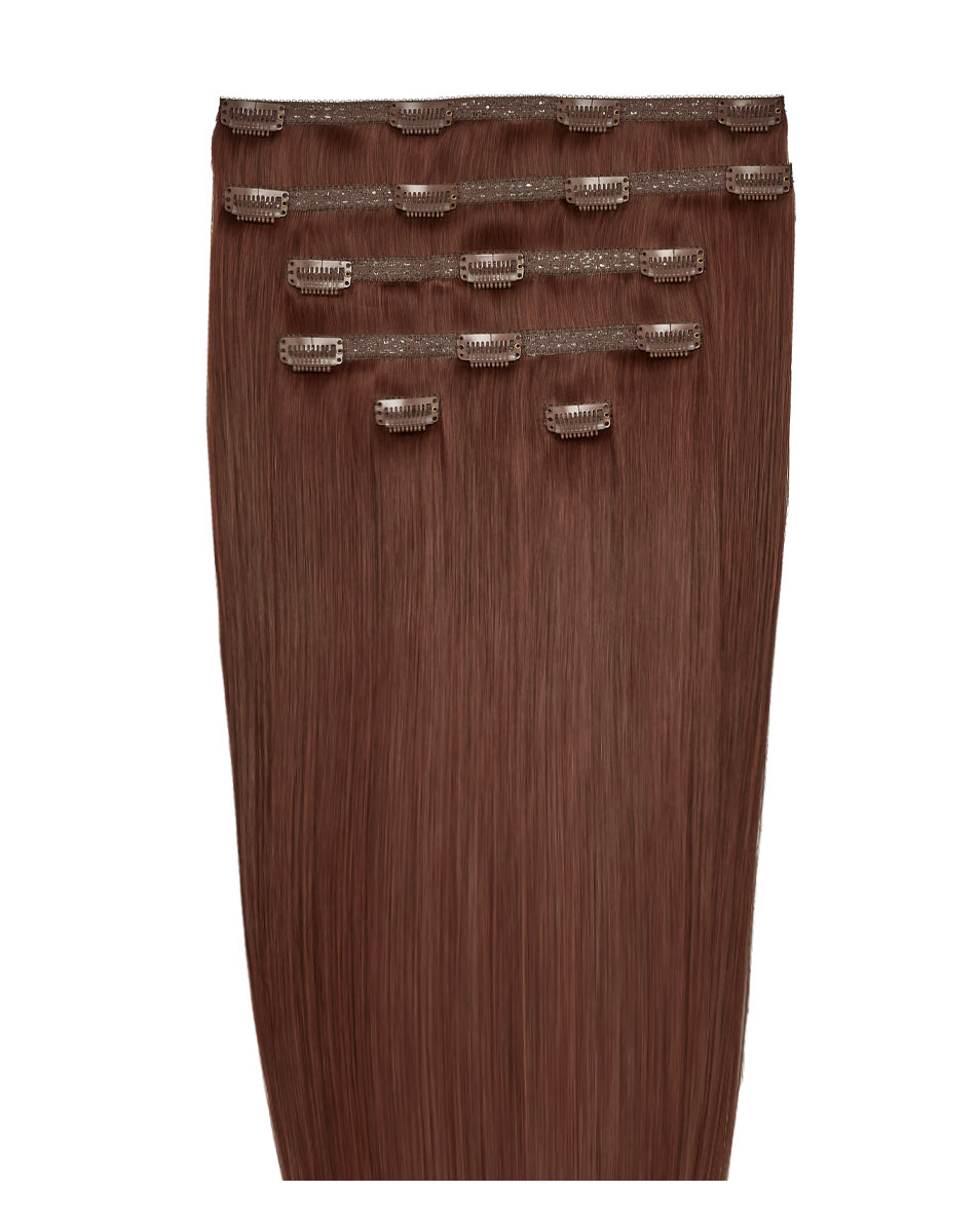 22" Double Hair Set Clip-In Extensions - Crimson