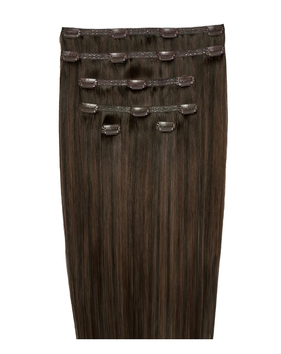 20" Double Hair Set Clip-In Extensions - Roast Chestnut