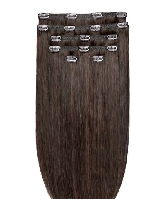20" Double Hair Set Clip-In Extensions - Dark Chocolate