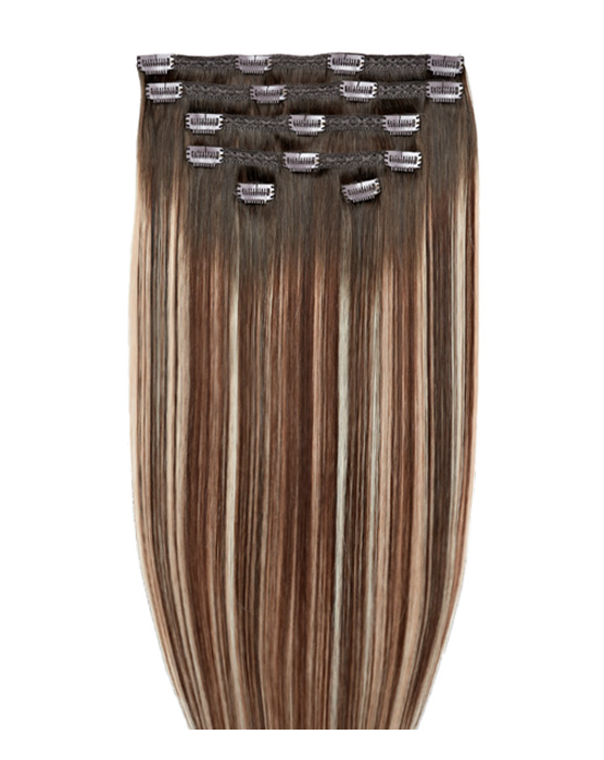 18" Double Hair Set Clip-In Extensions - Walnut