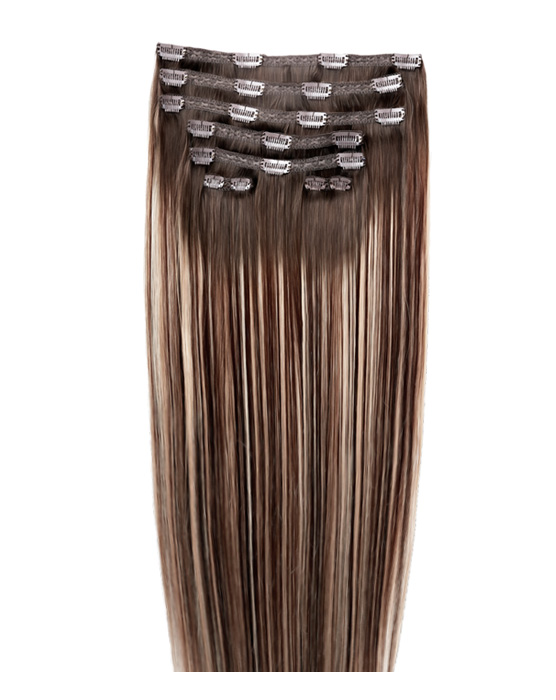 26" Double Hair Set Clip-In Extensions - Walnut