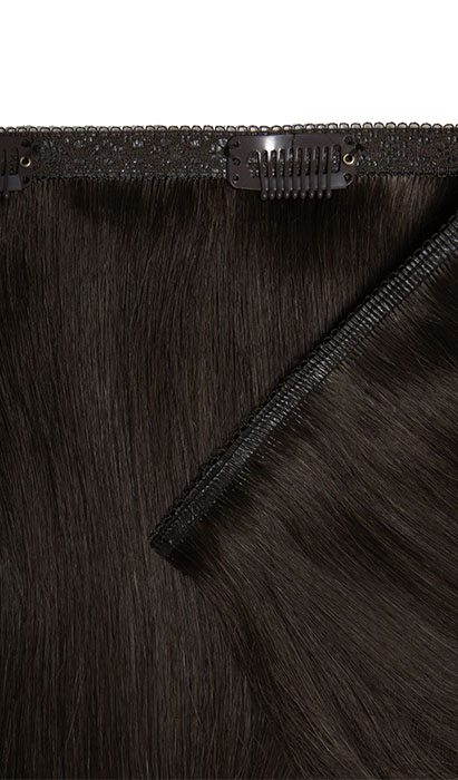 18" Double Hair Set Weft Clip-In Extensions - Ebony