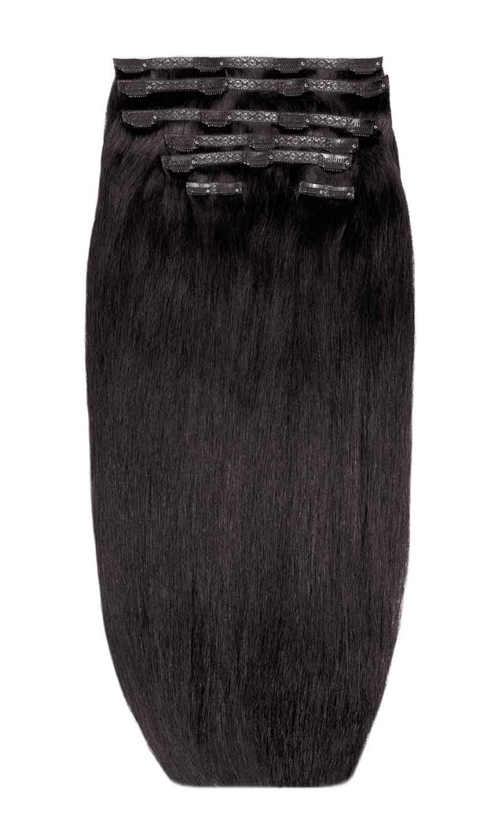 26" Double Hair Set Clip-In Extensions - Ebony