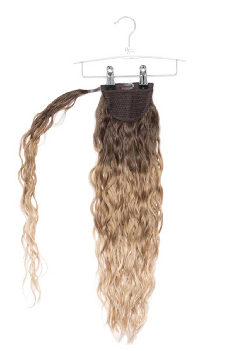 20" Clip-in Beach Wave Invisi® Ponytail - High Contrast Warm