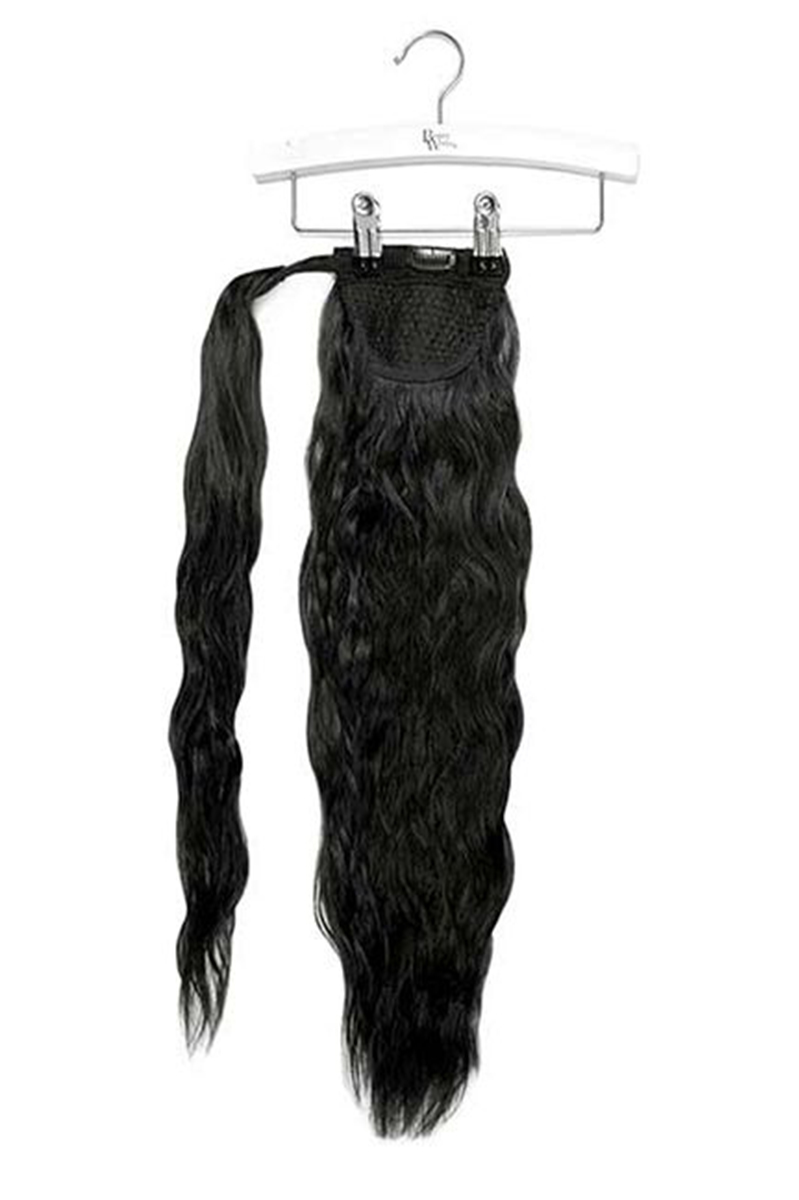 20" Clip-in Beach Wave Invisi® Ponytail - Jet Set Black