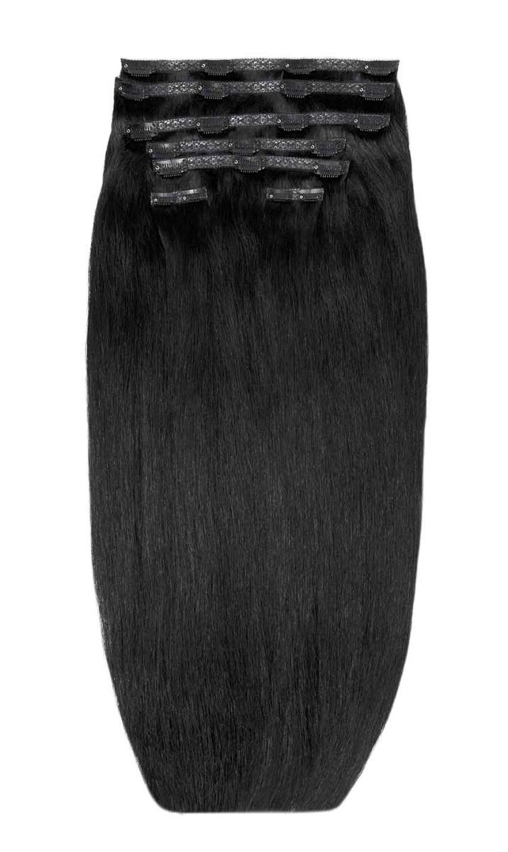 26" Double Hair Set Clip-In Extensions - Jet Set Black