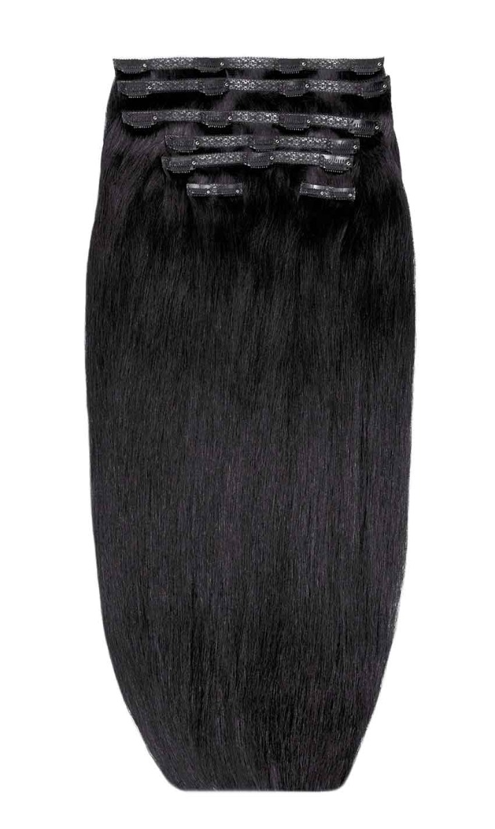 26" Double Hair Set Clip-In Extensions - Natural Black