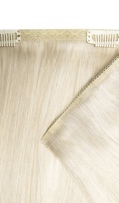 22" Double Hair Set Weft Clip-In Extensions - Pure Platinum