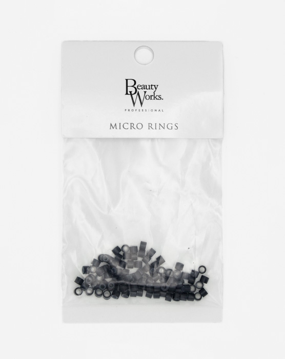 Silicone Lined Aluminium Micro Rings - Black 100 Pieces