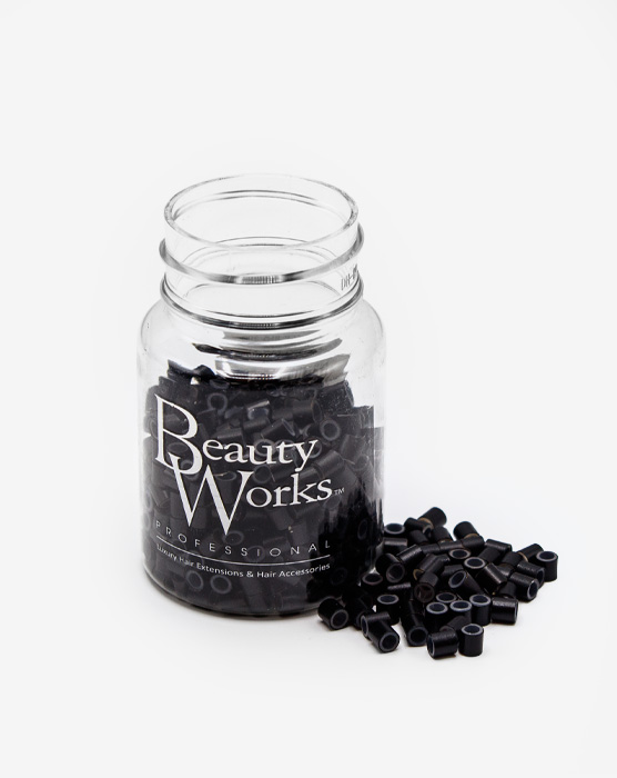 Silicone Lined Aluminium Micro Rings - Black 500 Pieces
