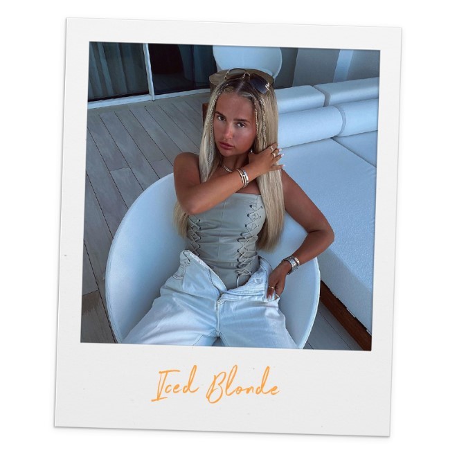 Molly-Mae wears 22" Double Hair Set in shade 'Iced Blonde'